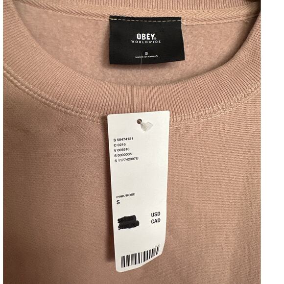 NWT Urban Outfitters Blush Pink Obey Sweatshirt Small - Picture 3 of 6